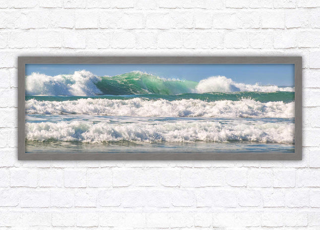 Crashing Waves. Beautiful ocean colours. Framed picture in a choice of frame colours and sizes