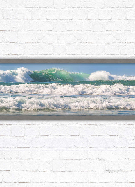 Crashing Waves. Beautiful ocean colours. Framed picture in a choice of frame colours and sizes