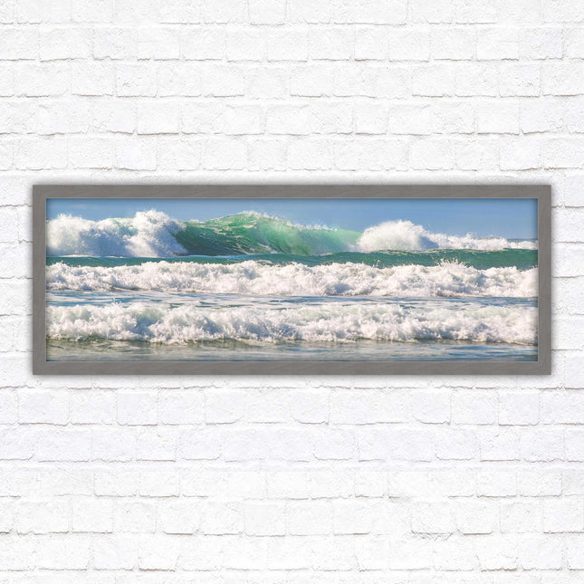 Crashing Waves. Beautiful ocean colours. Framed picture in a choice of frame colours and sizes