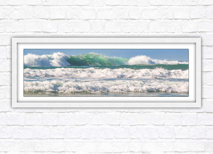Crashing Waves. Beautiful ocean colours. Framed picture in a choice of frame colours and sizes