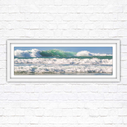 Crashing Waves. Beautiful ocean colours. Framed picture in a choice of frame colours and sizes