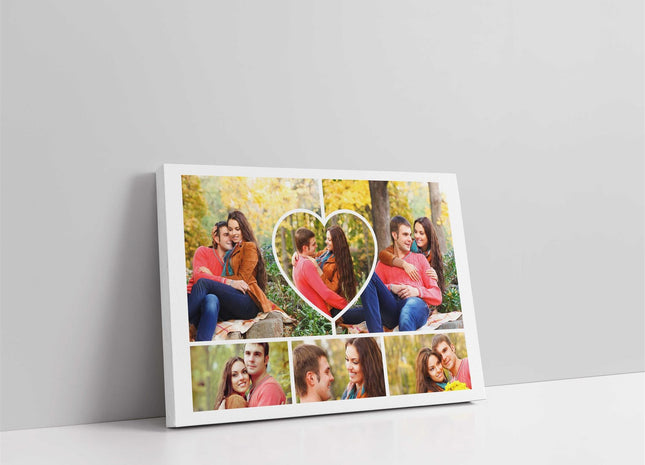heart collage 6 pictures love you to moon and back wall art canvas picture print created with my pictures