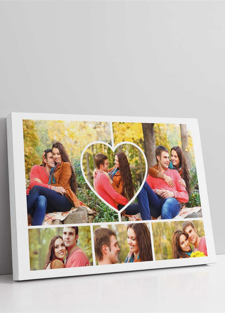 heart collage 6 pictures love you to moon and back wall art canvas picture print created with my pictures
