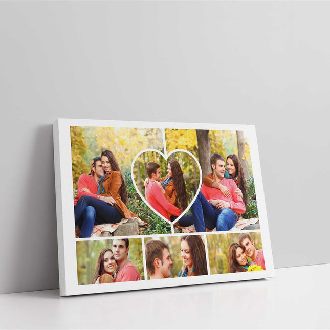 heart collage 6 pictures love you to moon and back wall art canvas picture print created with my pictures