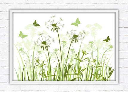 Butterflies and wild flowers. Framed picture with choice of frame colours