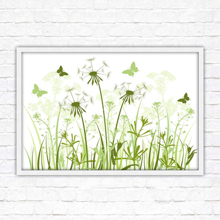 Butterflies and wild flowers. Framed picture with choice of frame colours