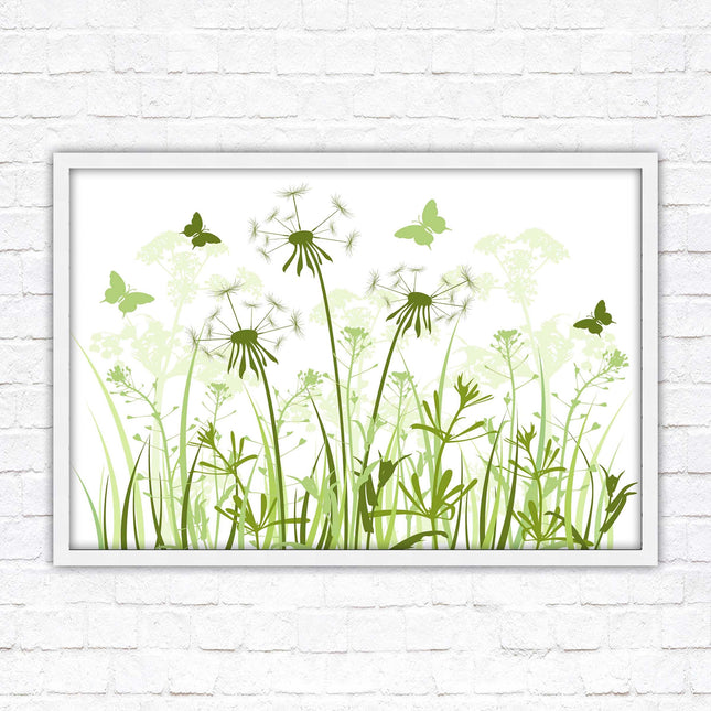 Butterflies and wild flowers. Framed picture with choice of frame colours