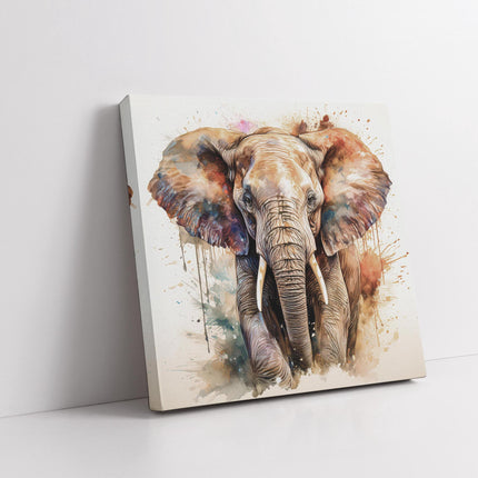 Elephant canvas picture print with paint splash white background modern wall art