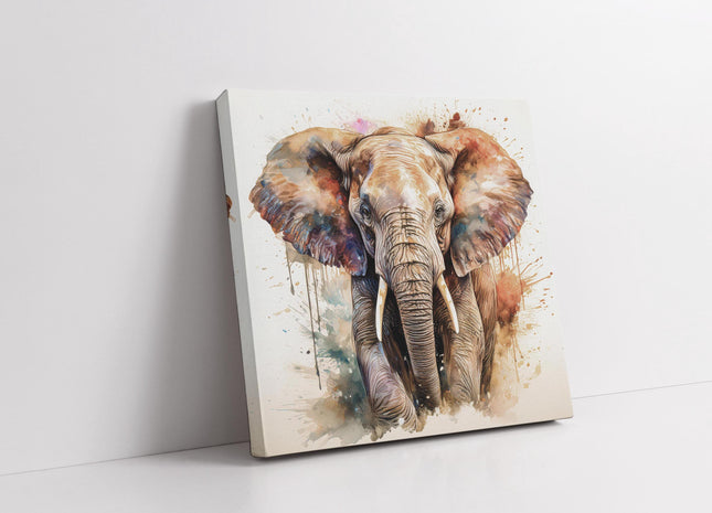 Elephant canvas picture print with paint splash white background modern wall art