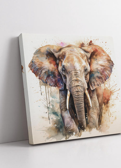 Elephant canvas picture print with paint splash white background modern wall art