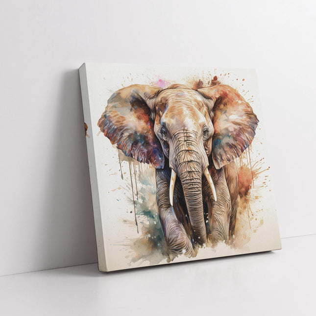 Elephant canvas picture print with paint splash white background modern wall art