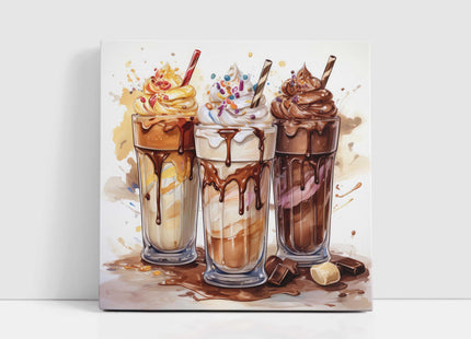 Milkshakes canvas picture print painted art work for kitchen framed ready to hang