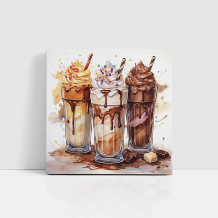 Milkshakes canvas picture print painted art work for kitchen framed ready to hang