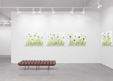 Wild flowers and butterflies, green grasses. Canvas Print, Wall art for home or office (Interior) green. Ideal gift. Image 3