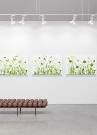 Wild flowers and butterflies, green grasses. Canvas Print, Wall art for home or office (Interior) green. Ideal gift. Image 3