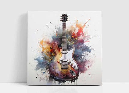 Guitar. Painting style Canvas wall art. Musical instrument canvas picture. A choice of sizes available.