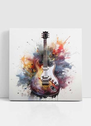Guitar. Painting style Canvas wall art. Musical instrument canvas picture. A choice of sizes available.