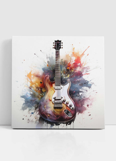 Guitar. Painting style Canvas wall art. Musical instrument canvas picture. A choice of sizes available.