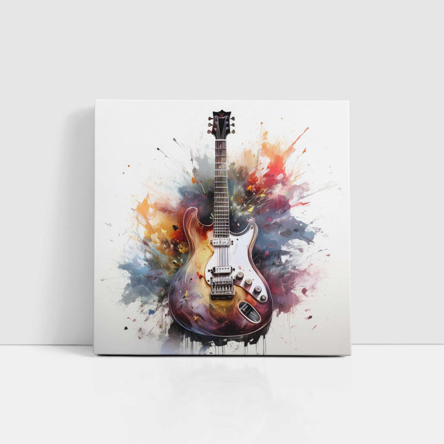 Guitar. Painting style Canvas wall art. Musical instrument canvas picture. A choice of sizes available.