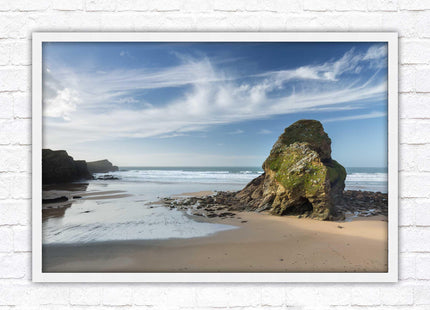 Whipsiderry Beach, North Cornwall coast. Framed picture print with choice of frame colours