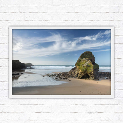 Whipsiderry Beach, North Cornwall coast. Framed picture print with choice of frame colours