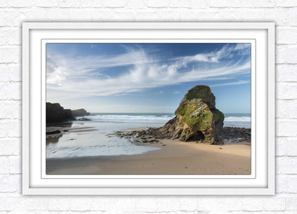 Whipsiderry Beach, North Cornwall coast. Framed picture print with choice of frame colours