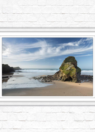 Whipsiderry Beach, North Cornwall coast. Framed picture print with choice of frame colours
