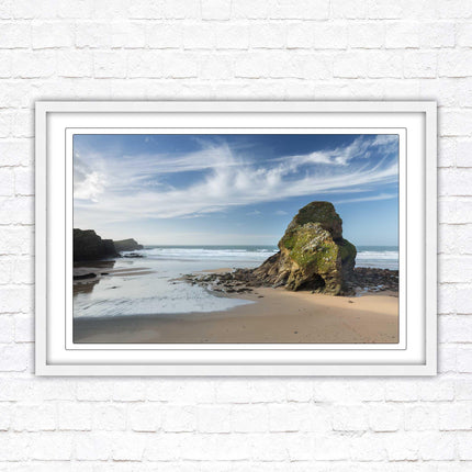 Whipsiderry Beach, North Cornwall coast. Framed picture print with choice of frame colours