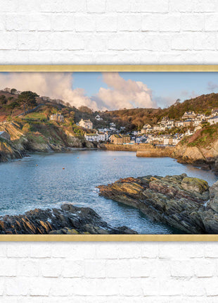 Polperro Harbour in early morning light, Cornwall. Framed picture print with choice of frame colours