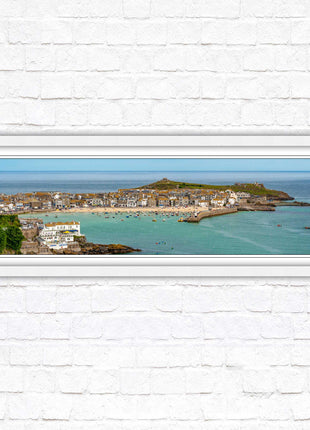 St Ives harbour panoramic framed picture print. A choice of picture frames available.