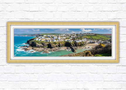 Port Isaac fishing harbour, panoramic framed picture print. A choice of picture frames available.