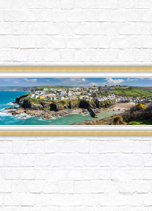 Port Isaac fishing harbour, panoramic framed picture print. A choice of picture frames available.