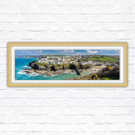 Port Isaac fishing harbour, panoramic framed picture print. A choice of picture frames available.