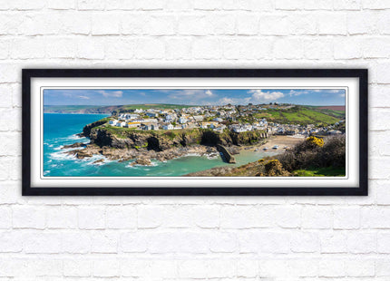 Port Isaac fishing harbour, panoramic framed picture print. A choice of picture frames available.