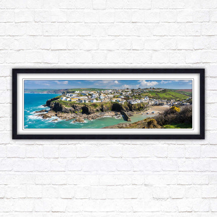 Port Isaac fishing harbour, panoramic framed picture print. A choice of picture frames available.
