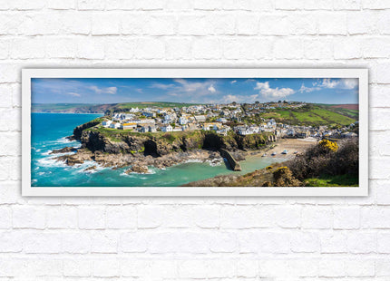 Port Isaac fishing harbour, panoramic framed picture print. A choice of picture frames available.