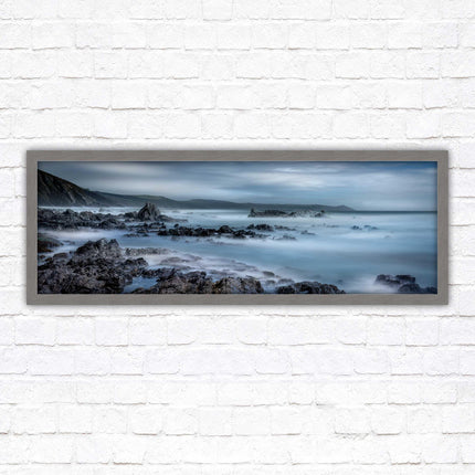 Whitsand bay, South East Cornwall. Panoramic framed picture print. A choice of picture frames available.