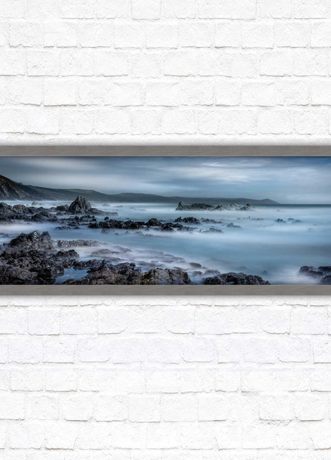 Whitsand bay, South East Cornwall. Panoramic framed picture print. A choice of picture frames available.