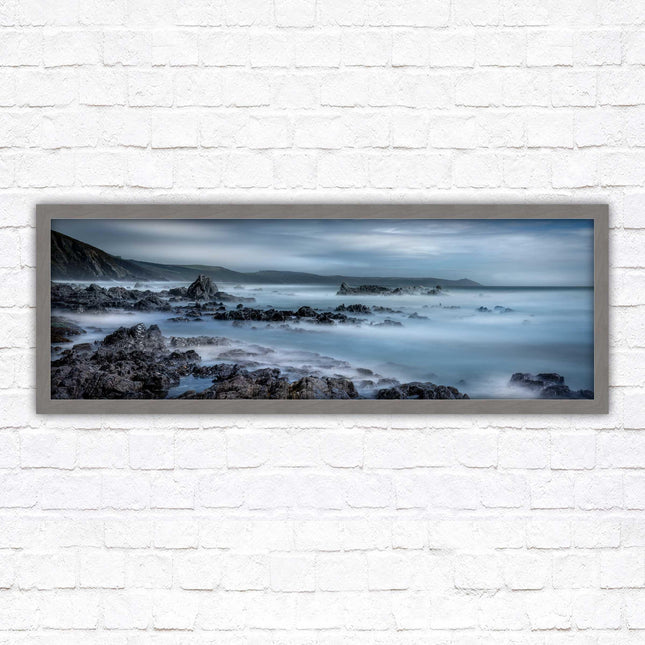 Whitsand bay, South East Cornwall. Panoramic framed picture print. A choice of picture frames available.