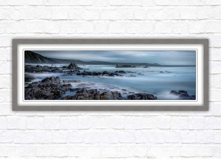 Whitsand bay, South East Cornwall. Panoramic framed picture print. A choice of picture frames available.