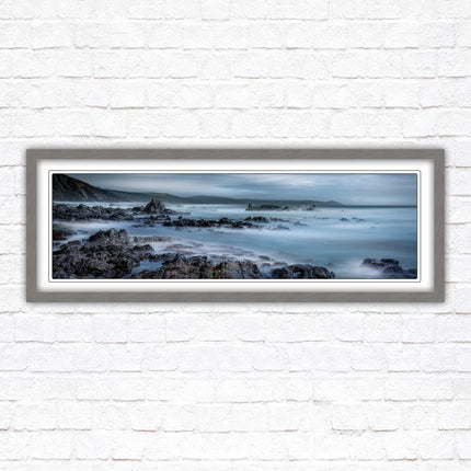 Whitsand bay, South East Cornwall. Panoramic framed picture print. A choice of picture frames available.
