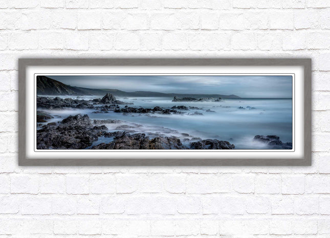 Whitsand bay, South East Cornwall. Panoramic framed picture print. A choice of picture frames available.