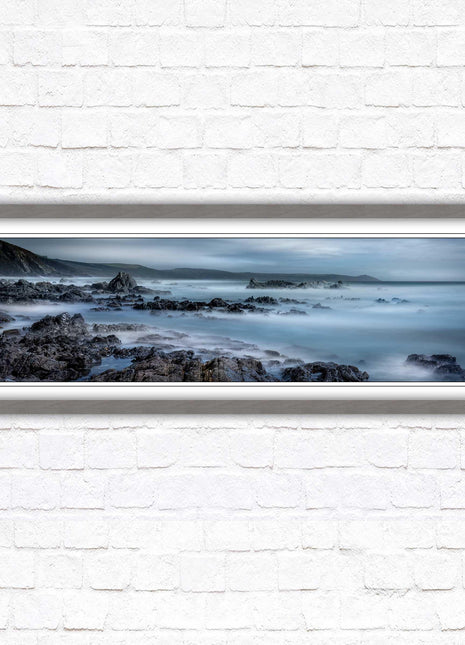 Whitsand bay, South East Cornwall. Panoramic framed picture print. A choice of picture frames available.