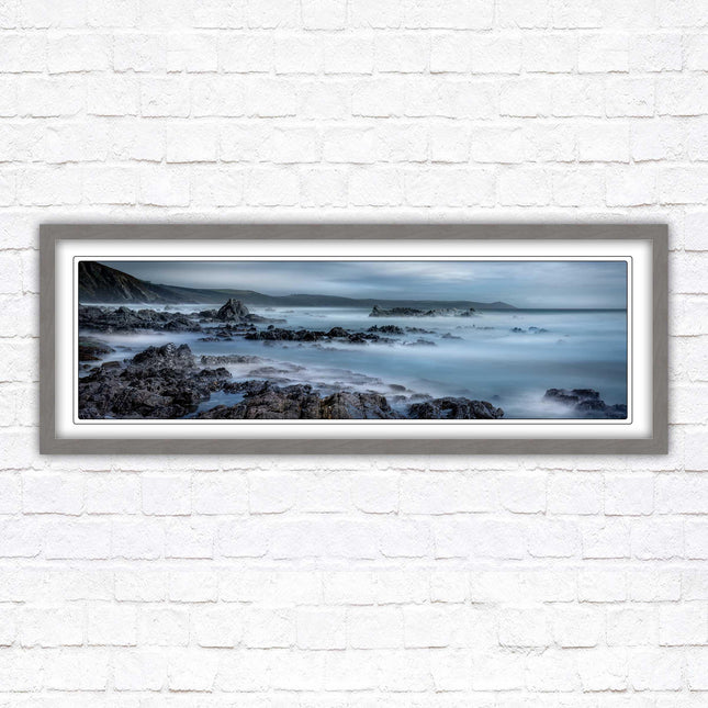 Whitsand bay, South East Cornwall. Panoramic framed picture print. A choice of picture frames available.