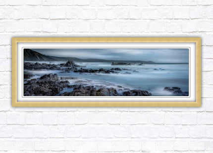 Whitsand bay, South East Cornwall. Panoramic framed picture print. A choice of picture frames available.