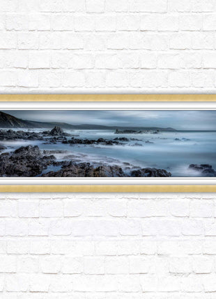 Whitsand bay, South East Cornwall. Panoramic framed picture print. A choice of picture frames available.