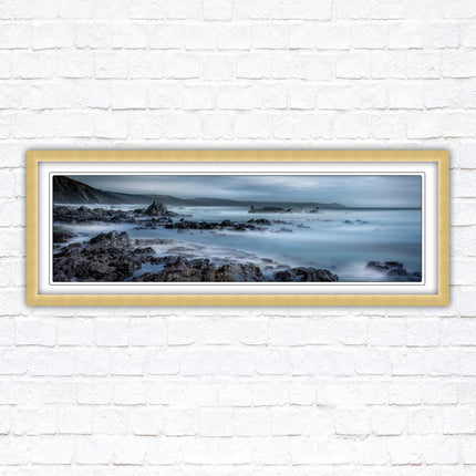 Whitsand bay, South East Cornwall. Panoramic framed picture print. A choice of picture frames available.