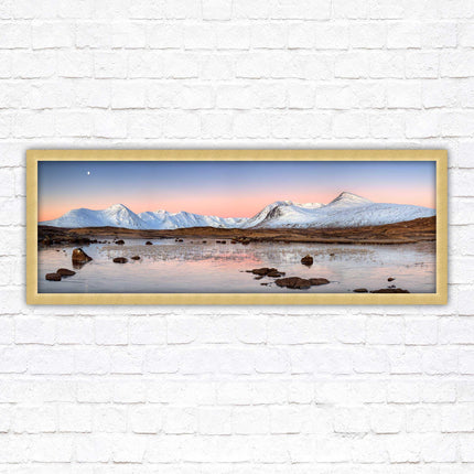Rannoch Moor, Scotland. Panoramic framed picture print, A choice of picture frames. Sunrise over the lake. Home gift.