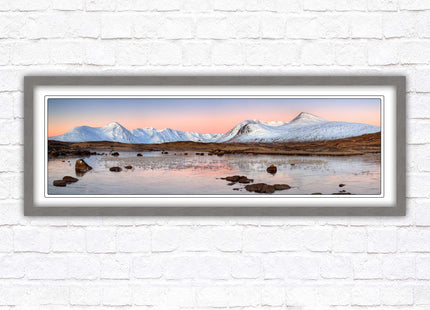 Rannoch Moor, Scotland. Panoramic framed picture print, A choice of picture frames. Sunrise over the lake. Home gift.