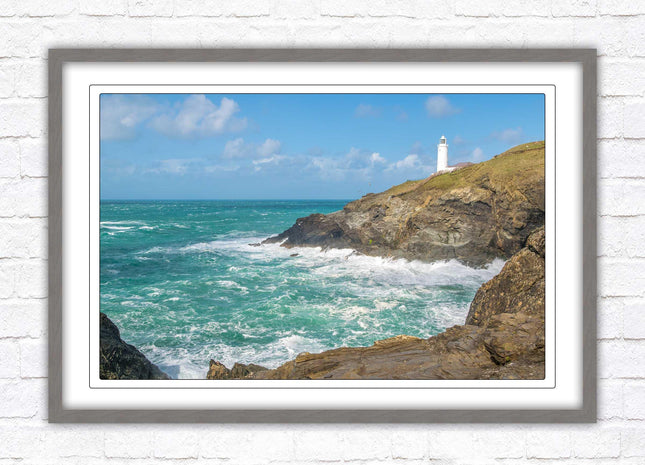 Trevose Head lighthouse on the North Cornwall coast. Framed picture in a choice of styles.